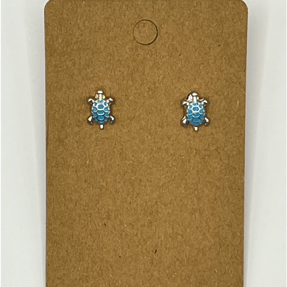 Light blue turtle stud earrings